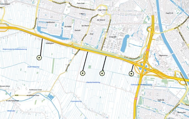 Kaart met posities windturbines